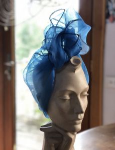 Blue crinoline turban by Waltraud Reiner