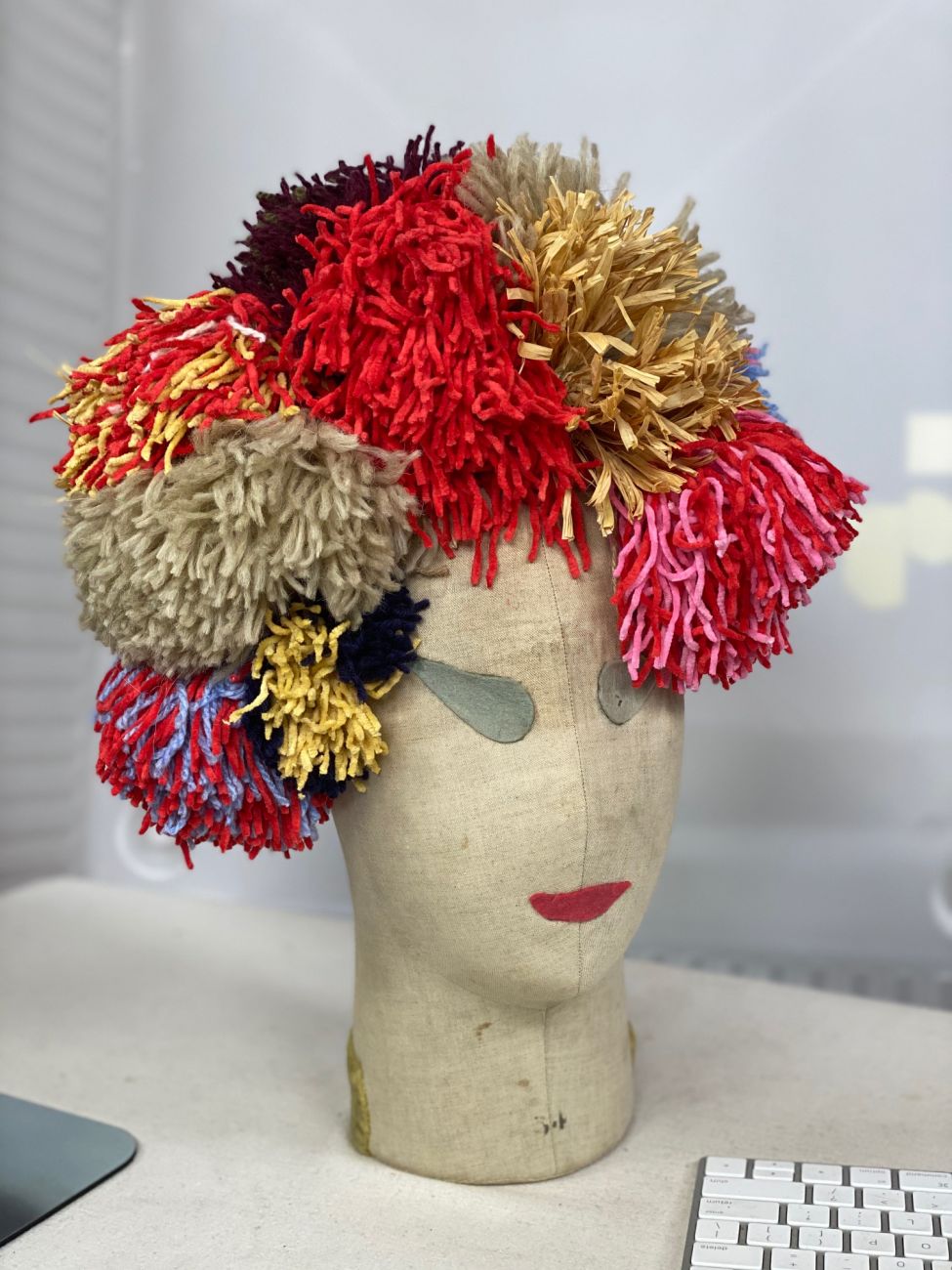 Pompom headpiece by Waltraud Reiner