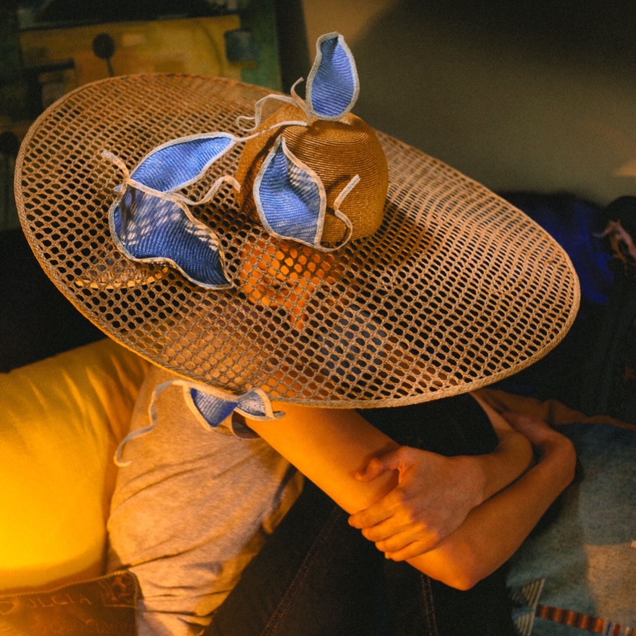 Large straw hat by Waltraud Reiner