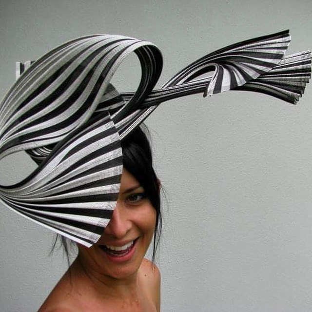 Black and white Jinsin headpiece by Waltraud Reiner
